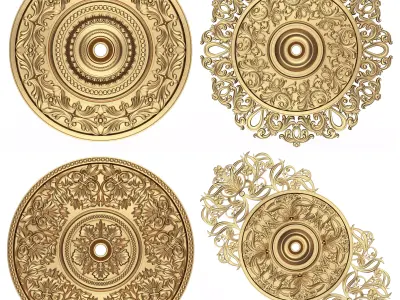 Collection of Ceiling Rosettes 02 Low-poly 3D model