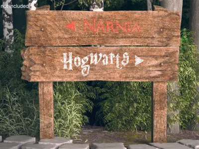 Old Wooden Road Sign Board 3D model