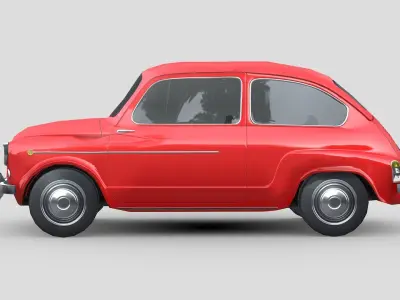 Fiat 600D 1965 Low-poly 3D model