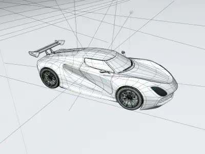 High Performance White Sports Car 3D Model  Blender Shaded 3D model