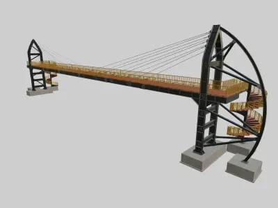 Steel Pedestrian Bridge-Spiral Stair-Sailing Type-16 3D model