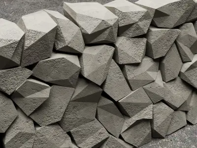 Stone Wall Low-poly 3D model