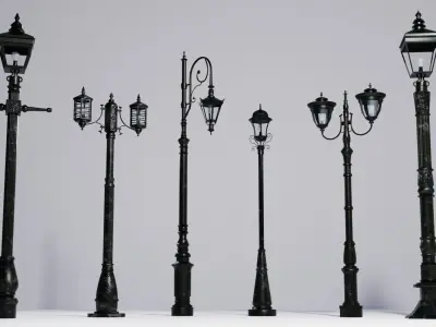 Streetlamps 6Pack Vol 01 3D Model Collection