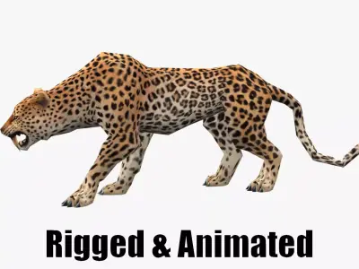 low-poly animated leopard Low-poly 3D model