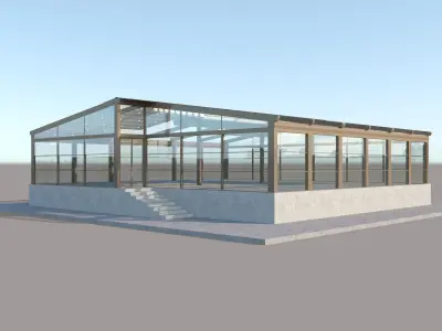 Automatic Pergola System With  Guillotine Windows 3D model