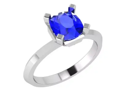 Cushion Cut Solitaire Ring 3937 3D print model