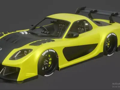 Veilside RX 7 4 Rotor Twin Turbo Engine 3D model