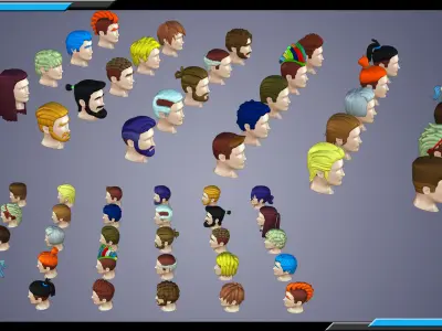 30 Stylized Male Haircuts  Low-poly 3D model