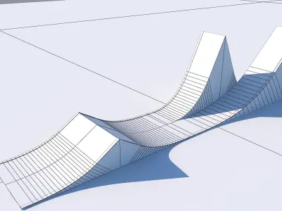 Big Two side stunt ramp Free low-poly 3D model