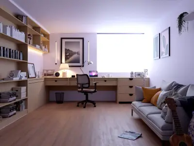 Office Scene 01 Low-poly 3D model