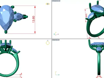 beautiful trinity solitaire ring 3ct center  3D print model