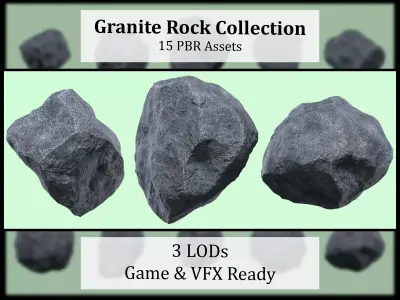 Granite Rocks Pack Vol 1 Game and VFX Asset Collection Free low-poly 3D model