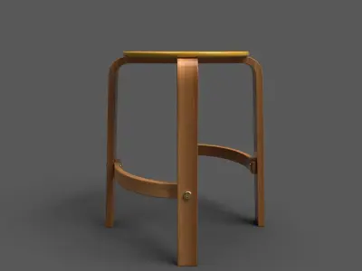 Quad Stool With Footrest Low-poly 3D model
