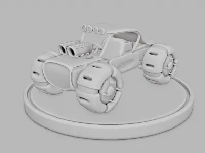 Low Poly Car cartoon style  Low-poly 3D model