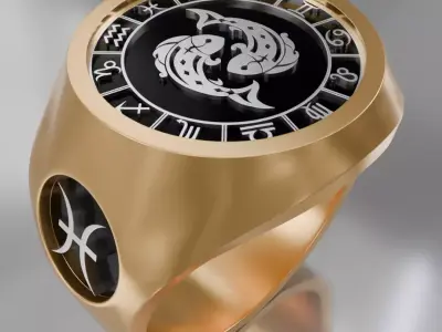 Fishs zodiak symbol ring 3D model for 3D printing 3D print model