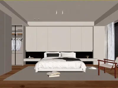 Modern Minimalist Bedroom 3D model