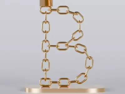 Alphabet B Bronze Chain Candleholder 3D Model True 4K PBR Render Low-poly 3D model