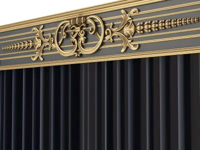 Cornice Classic Curtain 019 Low-poly 3D model