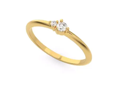 Engagement ring with two diamonds 3D print model