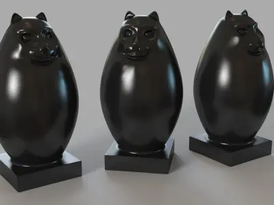 Le Chat Sculpture Bronze 3D model