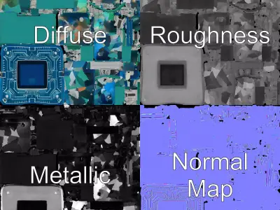 Blue Circuit Chip model pack Low-poly 3D model