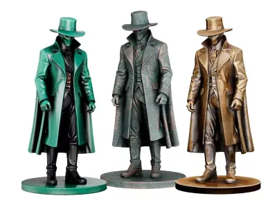 Mysterious Gentleman Statue 3d print and game ready 3D model