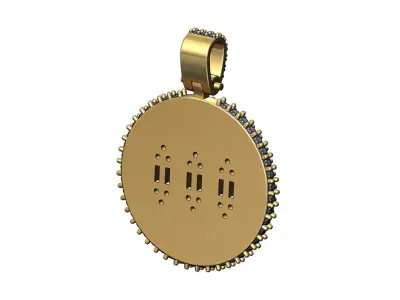 Baguette diamond clusters iced pendant with bail 3D print model