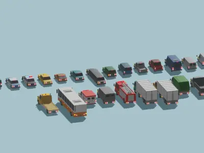 Low Poly Vehicle Pack Low-poly 3D model