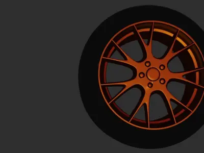 Wheel orange car 3D model