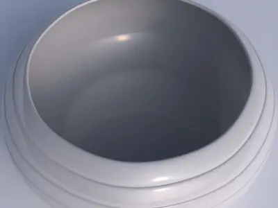 Bowl spheric squeezed wide with smooth horizontal dents 3D print model