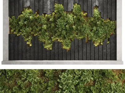 Vertical Wall Garden With concrete frame - set  indoor 79 3D model