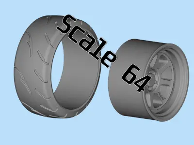 STL file 3d printing Tire Rims Wheel set for scale model cars  3D print model