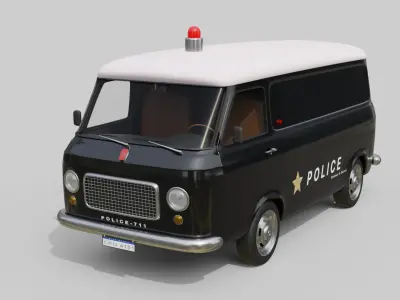 Realistic Vintage Police Van High-Detail Game-Ready Render Asset Low-poly 3D model