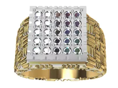 Men ring featuring a basketstyle pattern 3D print model