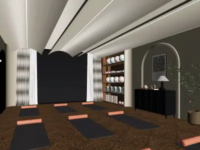 Modern Minimalist Yoga Studio 3D model