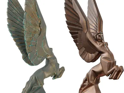 Winged Ascending Figure Sculpture Mythological Low-poly 3D model