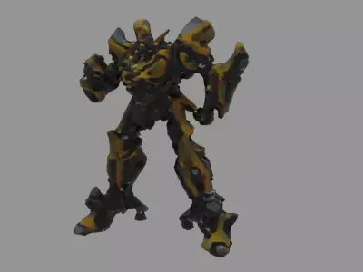 Melted bumblebee transformers debree apocalyptic textured Low-poly 3D model