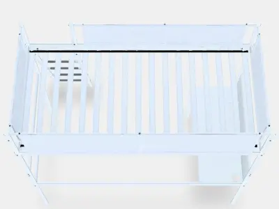 VITVAL Loft bed frame with desk top Low-poly 3D model