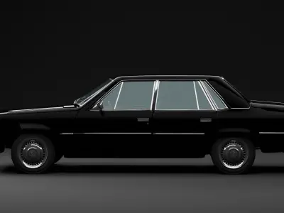 American Sedan Downsized realistic Rigged and customizable Low-poly 3D model