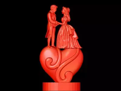 Couple on heart valentines day gift 3D print model