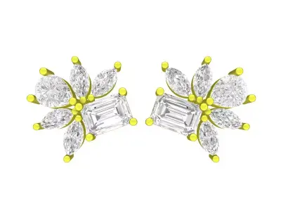 A7873 Fashion Diamond Stud Earrings 3D Model 3D print model