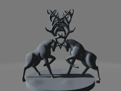 Deer Clash duel Symmetrical 3D print model