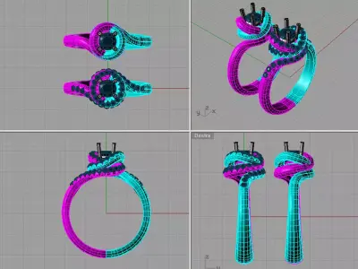 Set Solitaire Round diamond Heart Anello solitario Sl17 3D print model