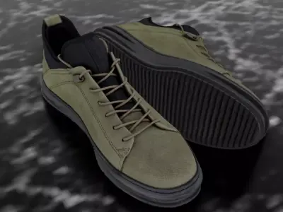GREYDER LEATHER 3D SHOES - GREEN Low-poly 3D model