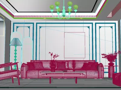 French style living room 3D model