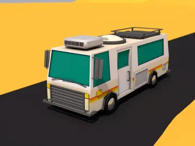 lowpoly camper van trailer SUV RV Low-poly 3D model
