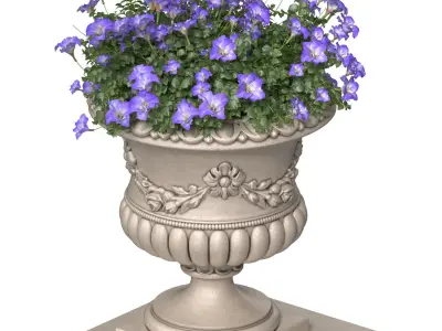 Flower Petunia purple in a classic vase for decorating 3D model