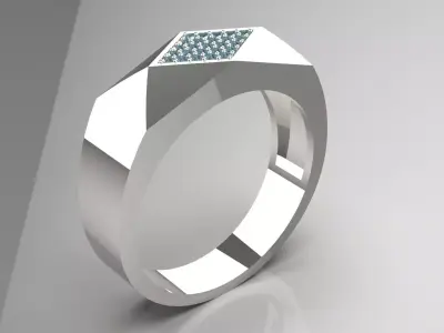 Man geometric design ring with blue gemstones model mr0237 3D print model