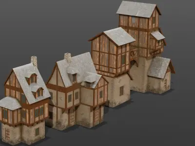 House Pack 3D Model Low-poly 3D model