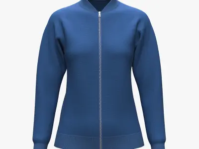 Raglan Fashion Casual Slim Sports Rib Jacquard Zipper Jacket 3D model